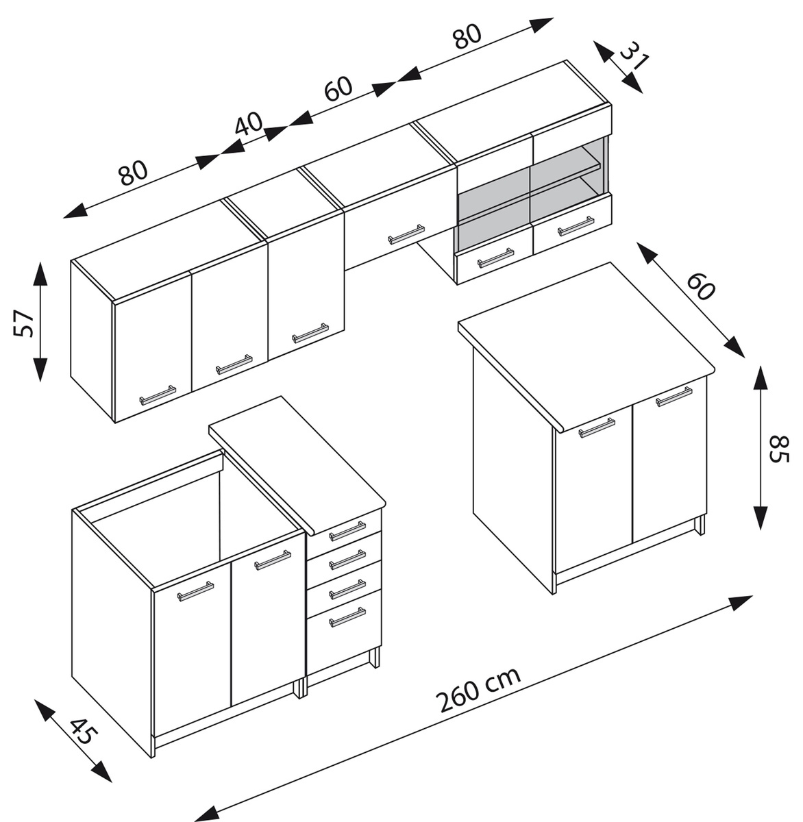 Konyhabútor Houston 1138 (Sötét tölgy + Világos tölgy)