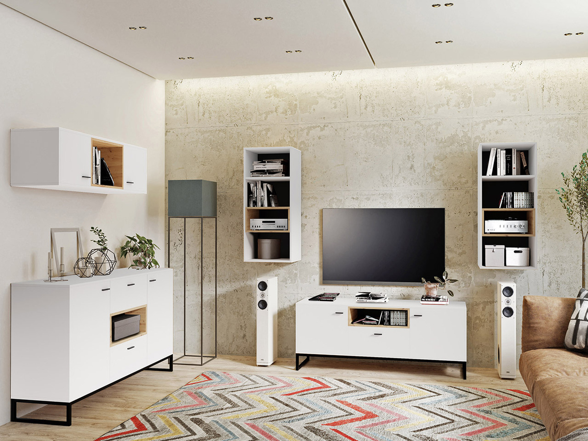 Nappali szett Baltesi 114 (Fehér + Artisan tölgy)