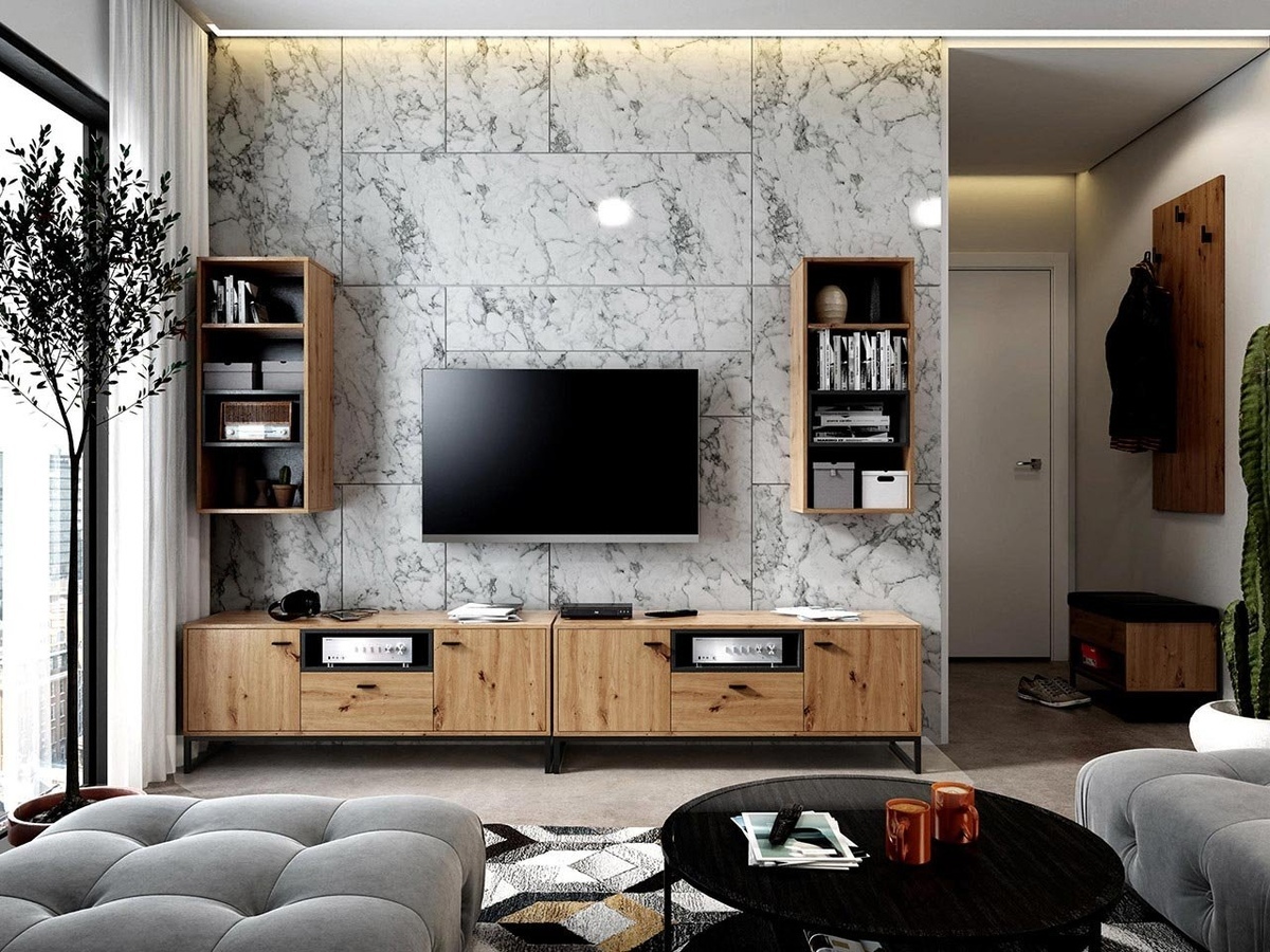 Nappali szett Baltesi 115 (Artisan tölgy + Fekete)