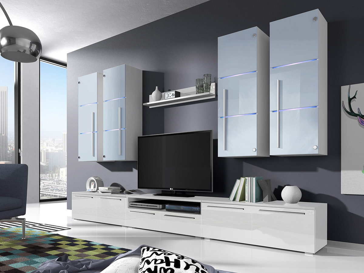 Nappali szett Flos (Fehér + Fényes fehér)