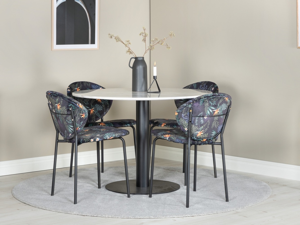 Étkezőgarnitúra Dallas 1298 (Virágos minta + Fekete)