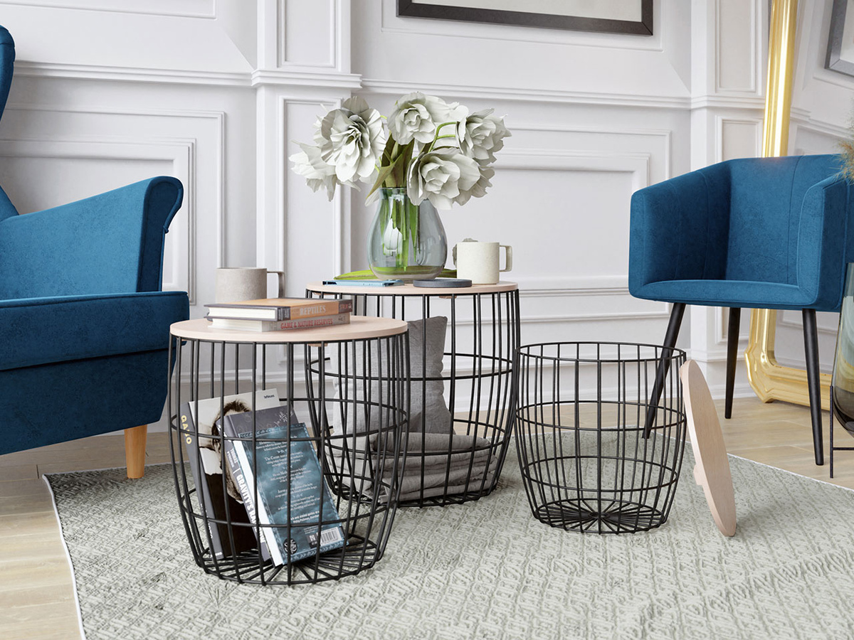 Oldalsó asztalok szett Aedifis (Fekete + Világos fa)