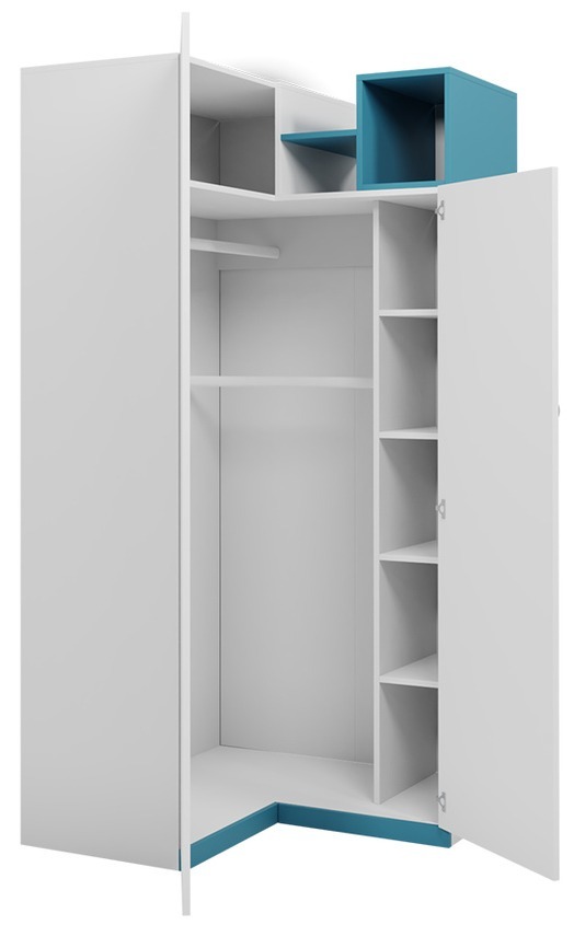 Sarokszekrény Omaha E100 (Fehér + Türkiz)