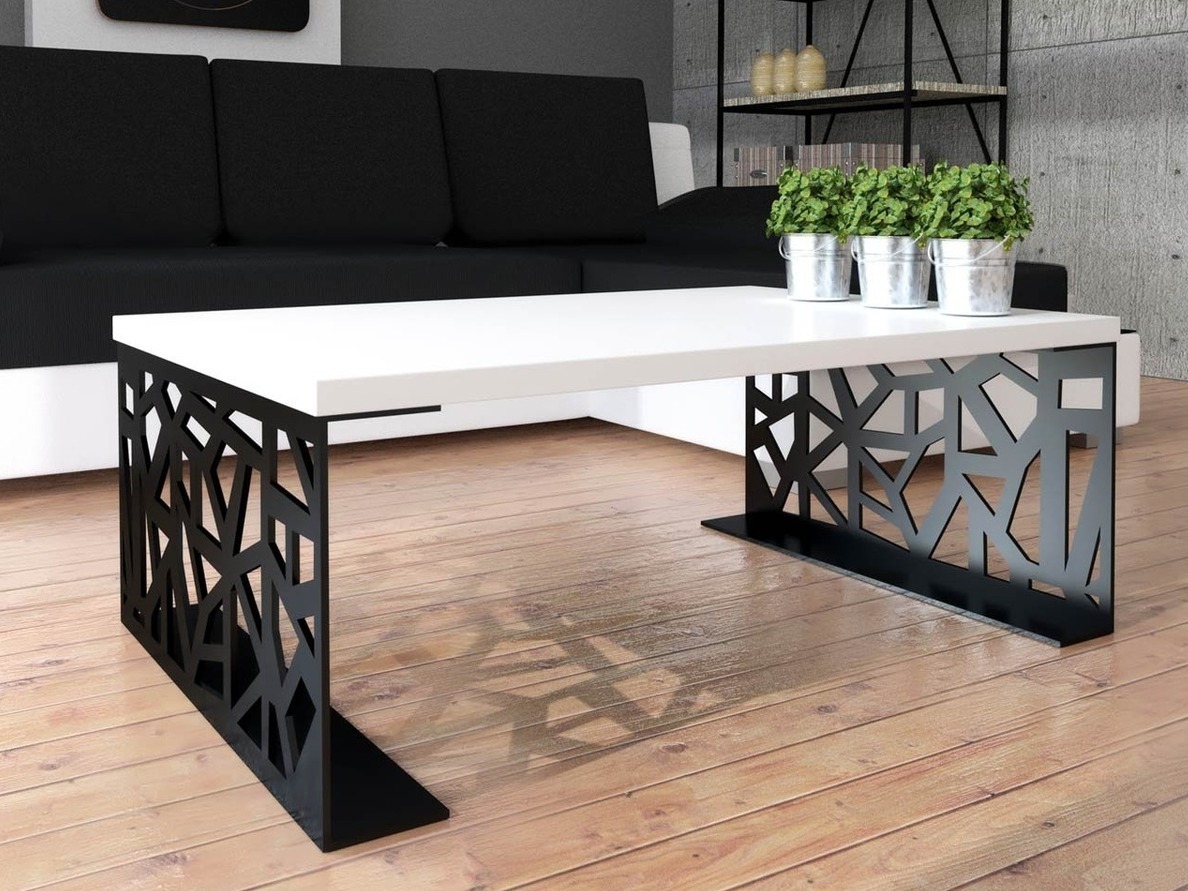 Dohányzóasztal Germantown 101 (Matt fekete + Fényes fehér)