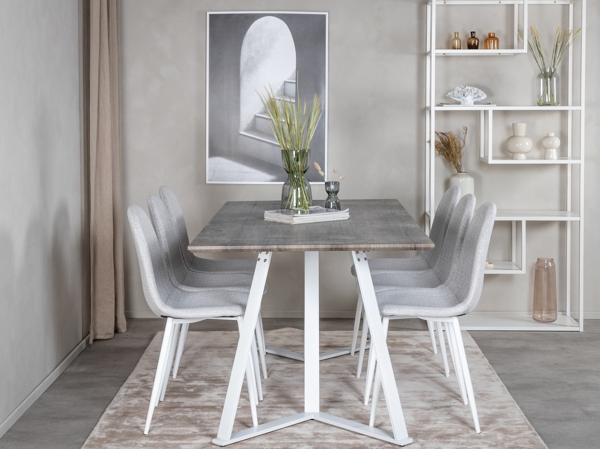 Étkezőgarnitúra Dallas 1804 (Világosszürke + Fehér)