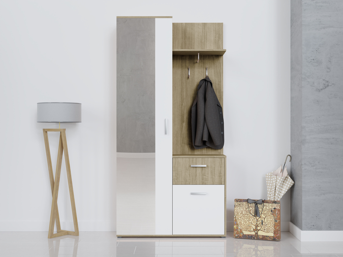 Előszoba garnitúra Pavo (Sonoma tölgy + Fehér)