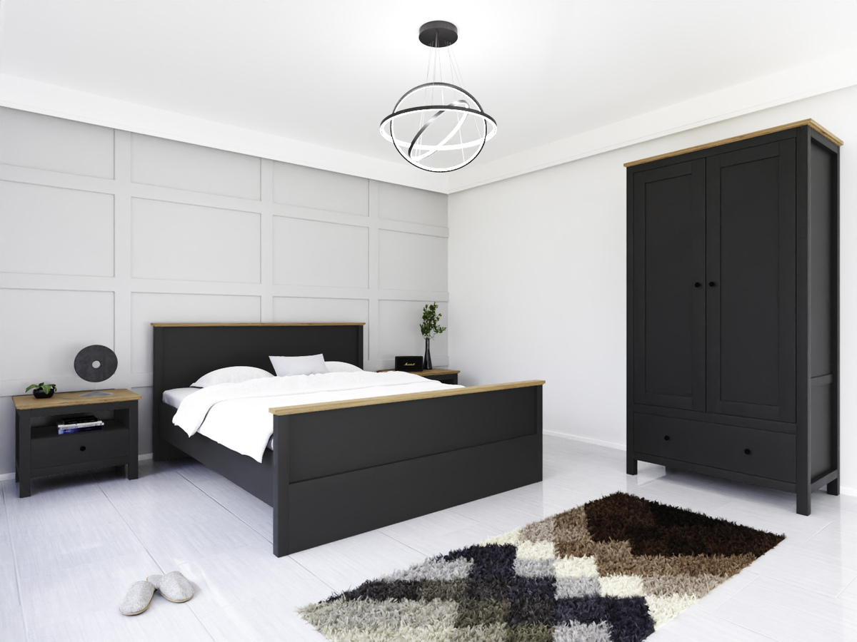 Hálószoba garnitúra Sordoro 123 (Grafit + Artisan tölgy)
