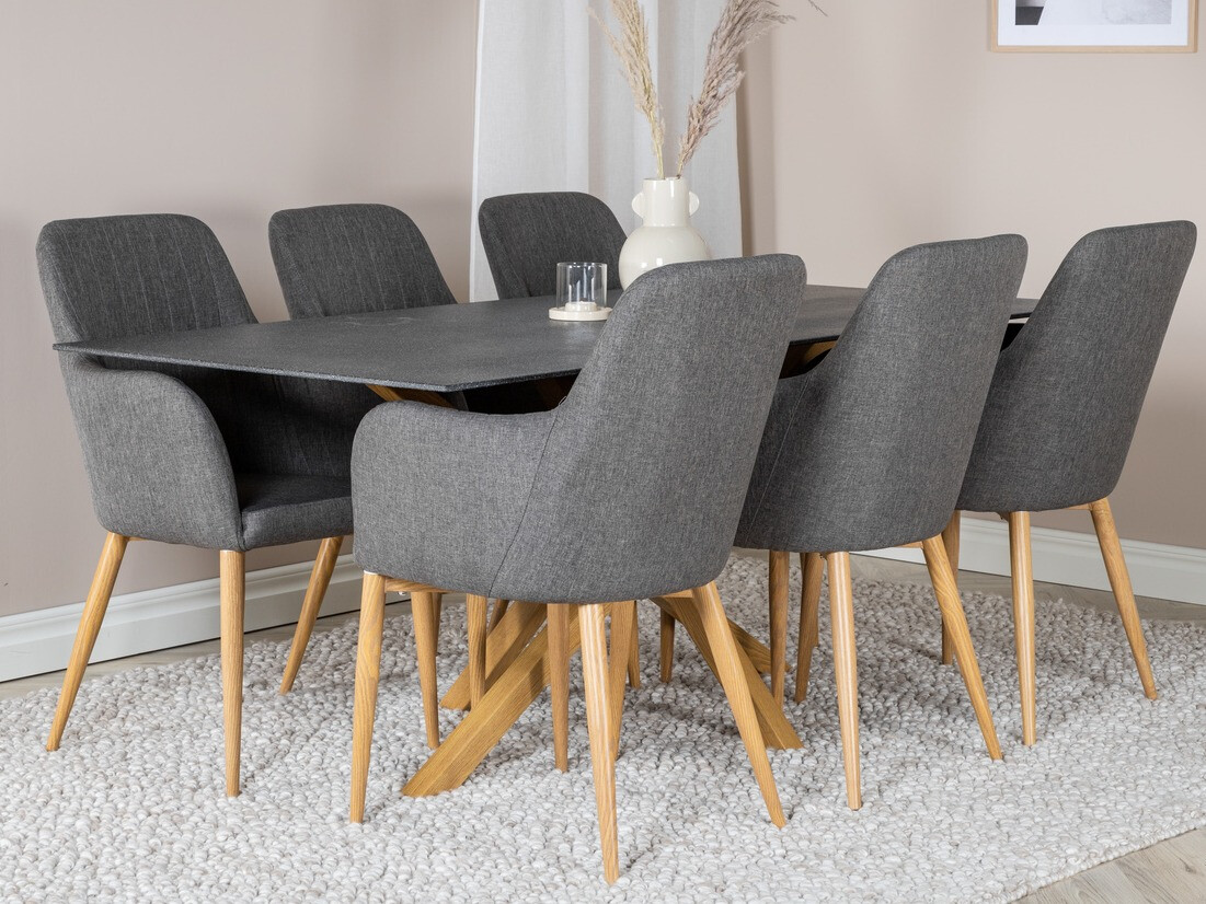 Étkezőgarnitúra Dallas 359 (Sötétszürke + Tölgy)