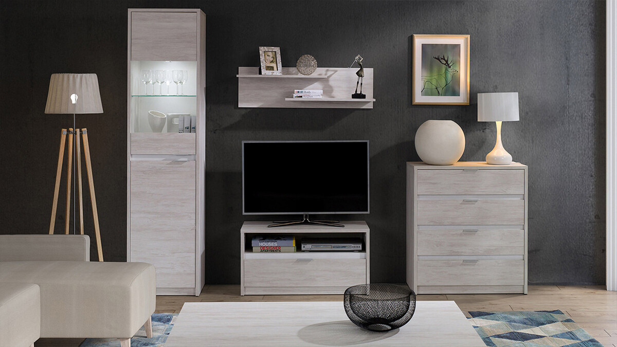 Komód Fivelbo 102 (Monastery tölgy + Fényes fekete)