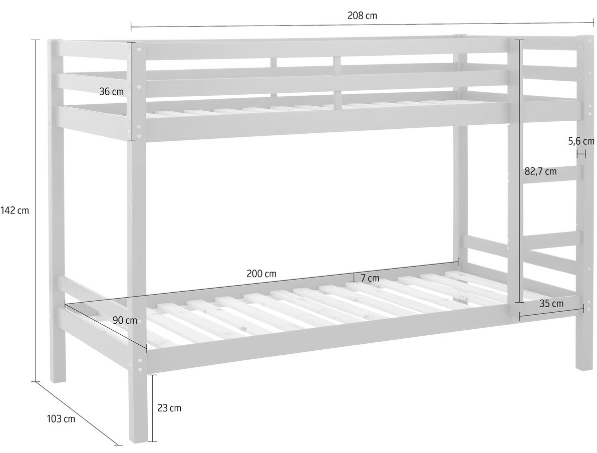 Emeletes ágy Ruvfiva 100 (Szürke)