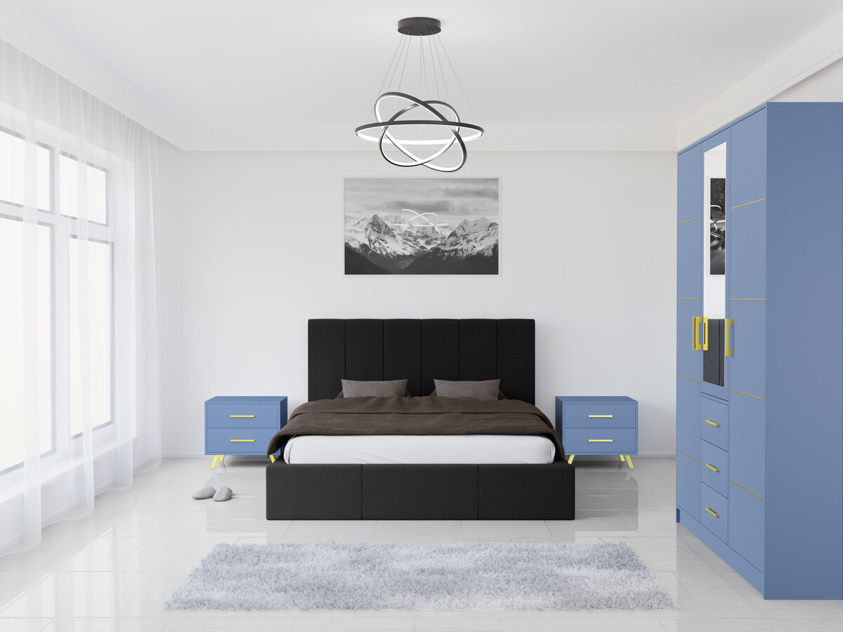 Hálószoba garnitúra Dortivu 154 (Kék + Inari 96)