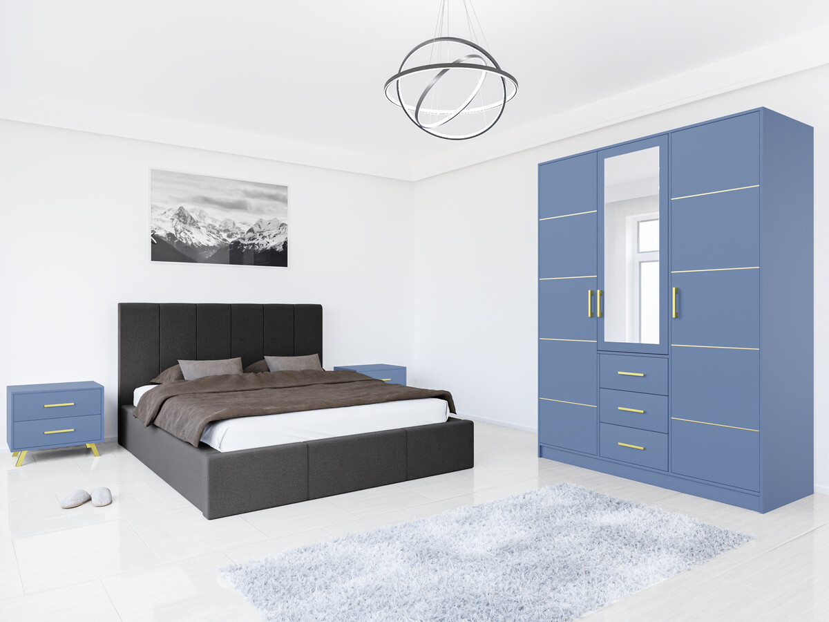 Hálószoba garnitúra Dortivu 154 (Kék + Inari 96)