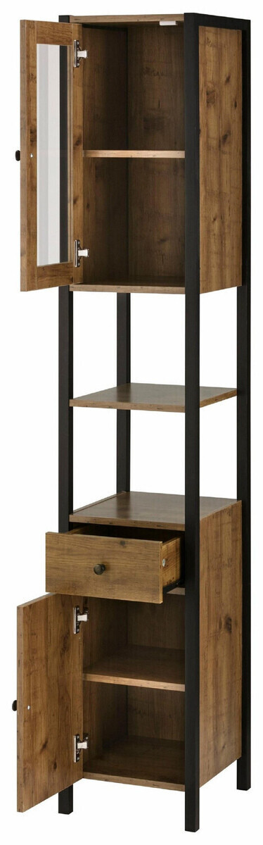 Fürdőszoba garnitúra Larnovo 117 (Sötét tölgy + Fekete)