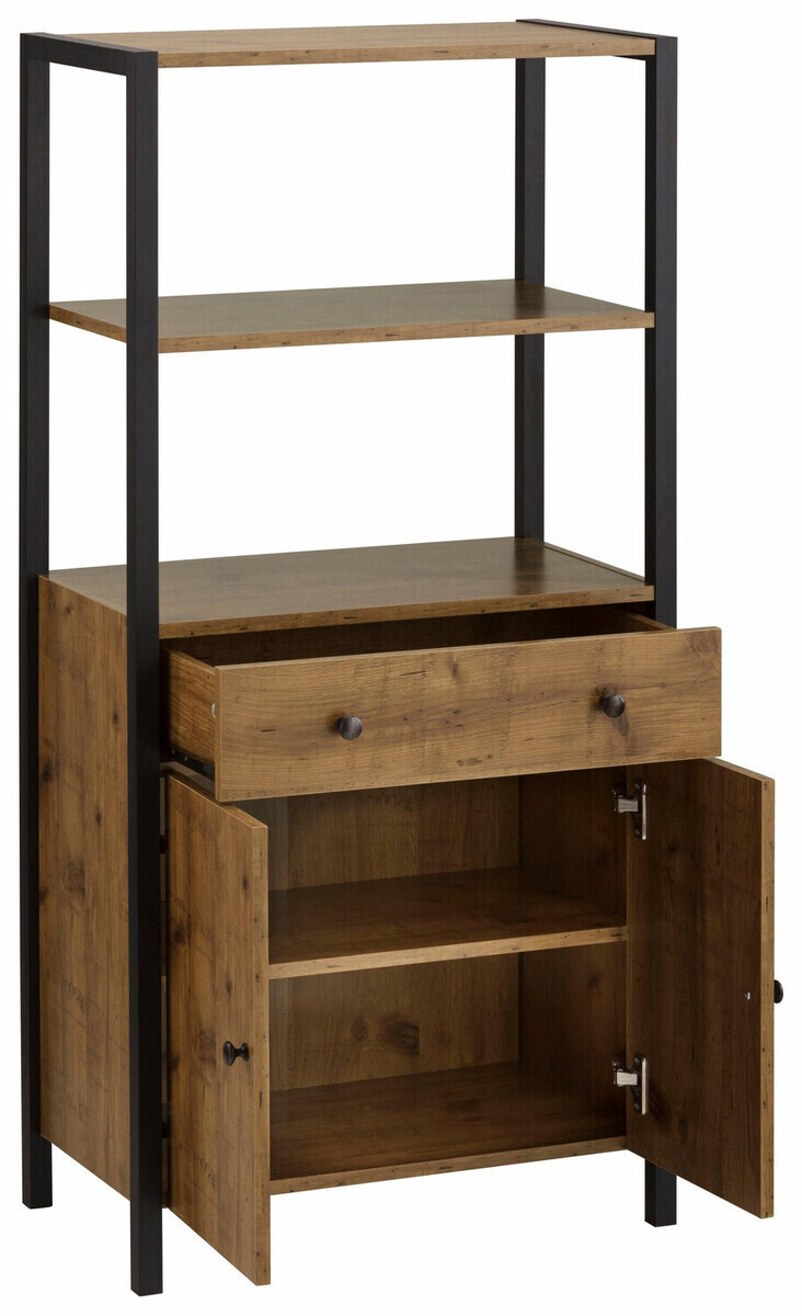 Fürdőszobai garnitúra Larnovo 117 (Sötét tölgy + Fekete)