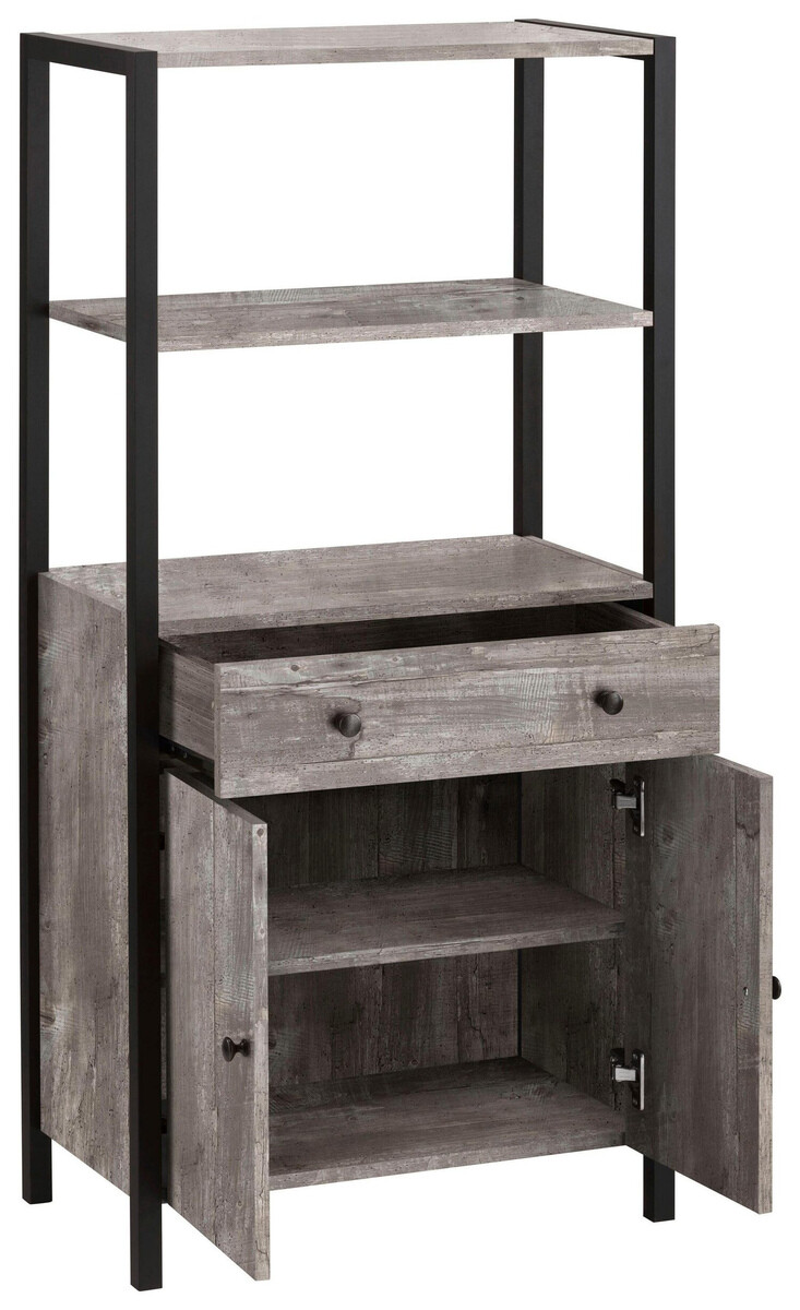 Fürdőszobai garnitúra Larnovo 117 (Szürke tölgy + Fekete)