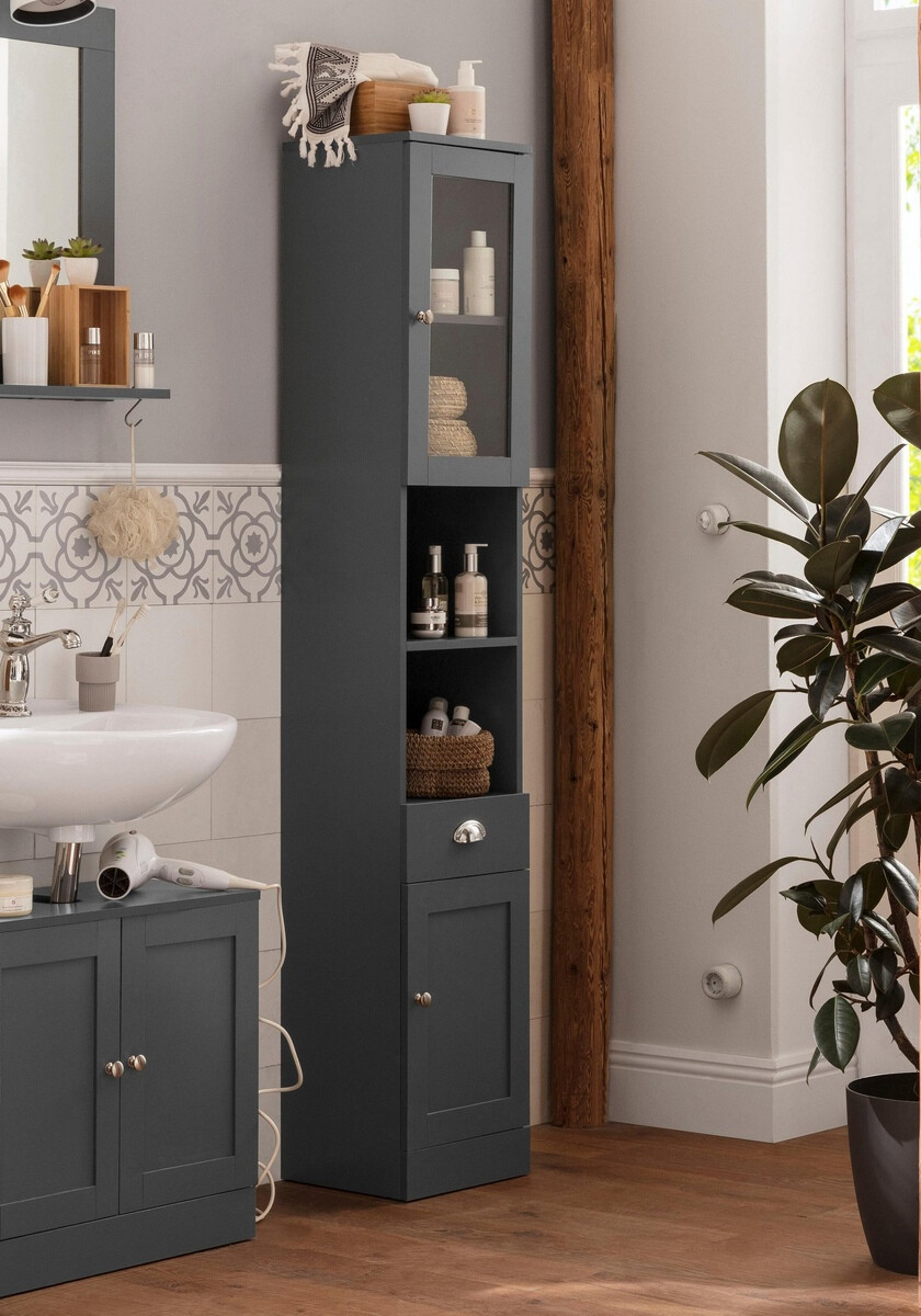 Beépített fürdőszoba szekrény Elmvene 103 (Szürke)