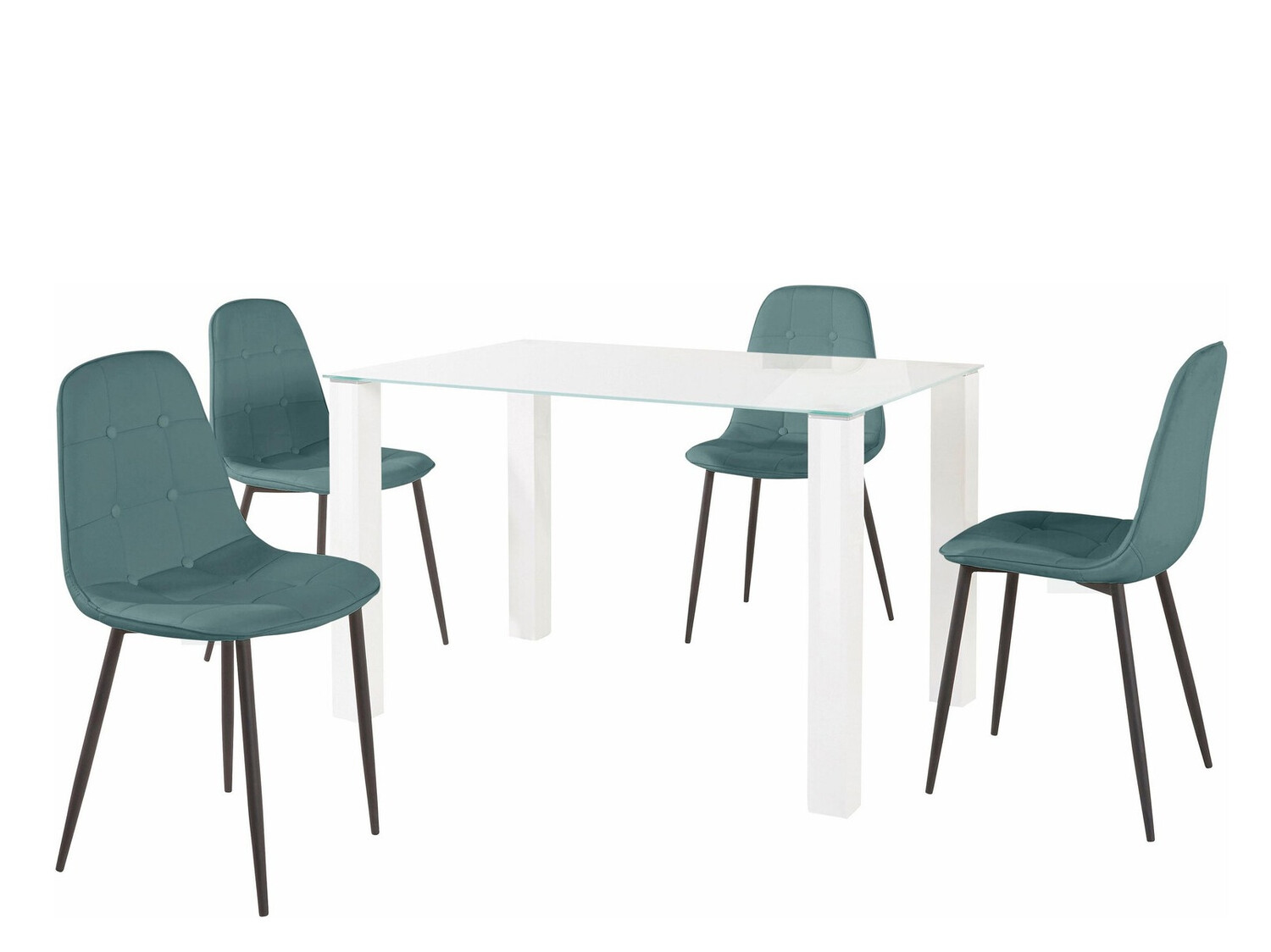 Étkezőgarnitúra Denton 267 (Fehér + Türkiz + Fekete)