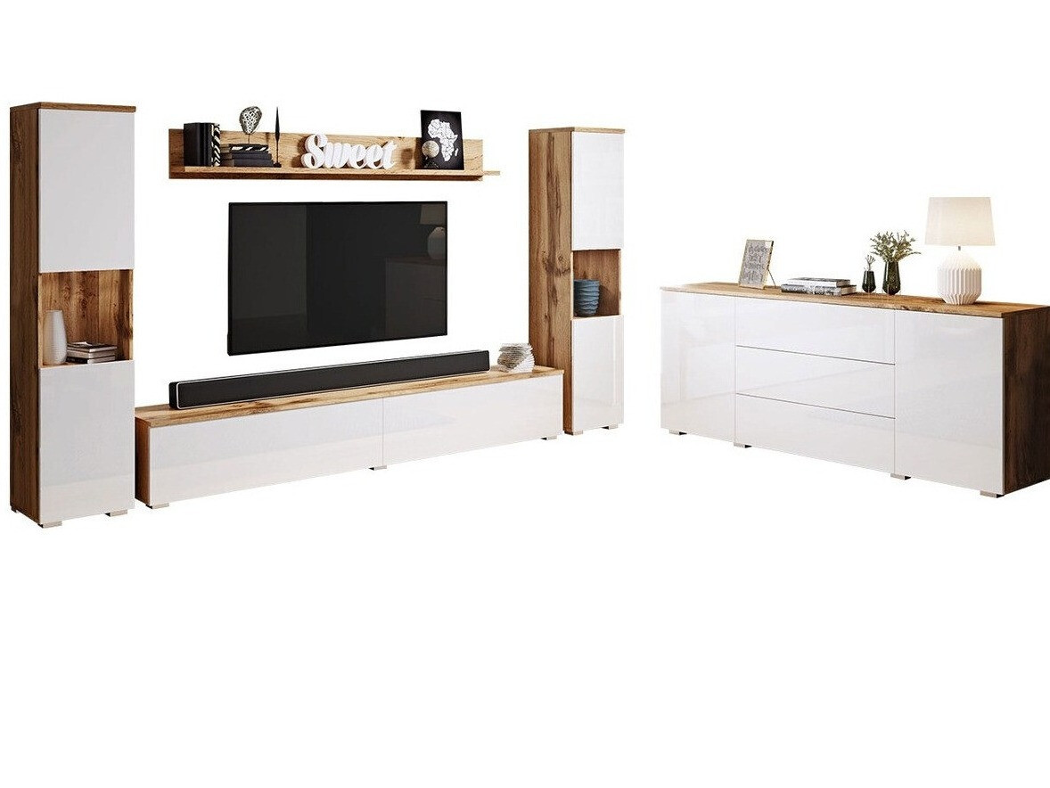 Nappali szett Sarasota 133 (Wotan tölgy + Fényes fehér)