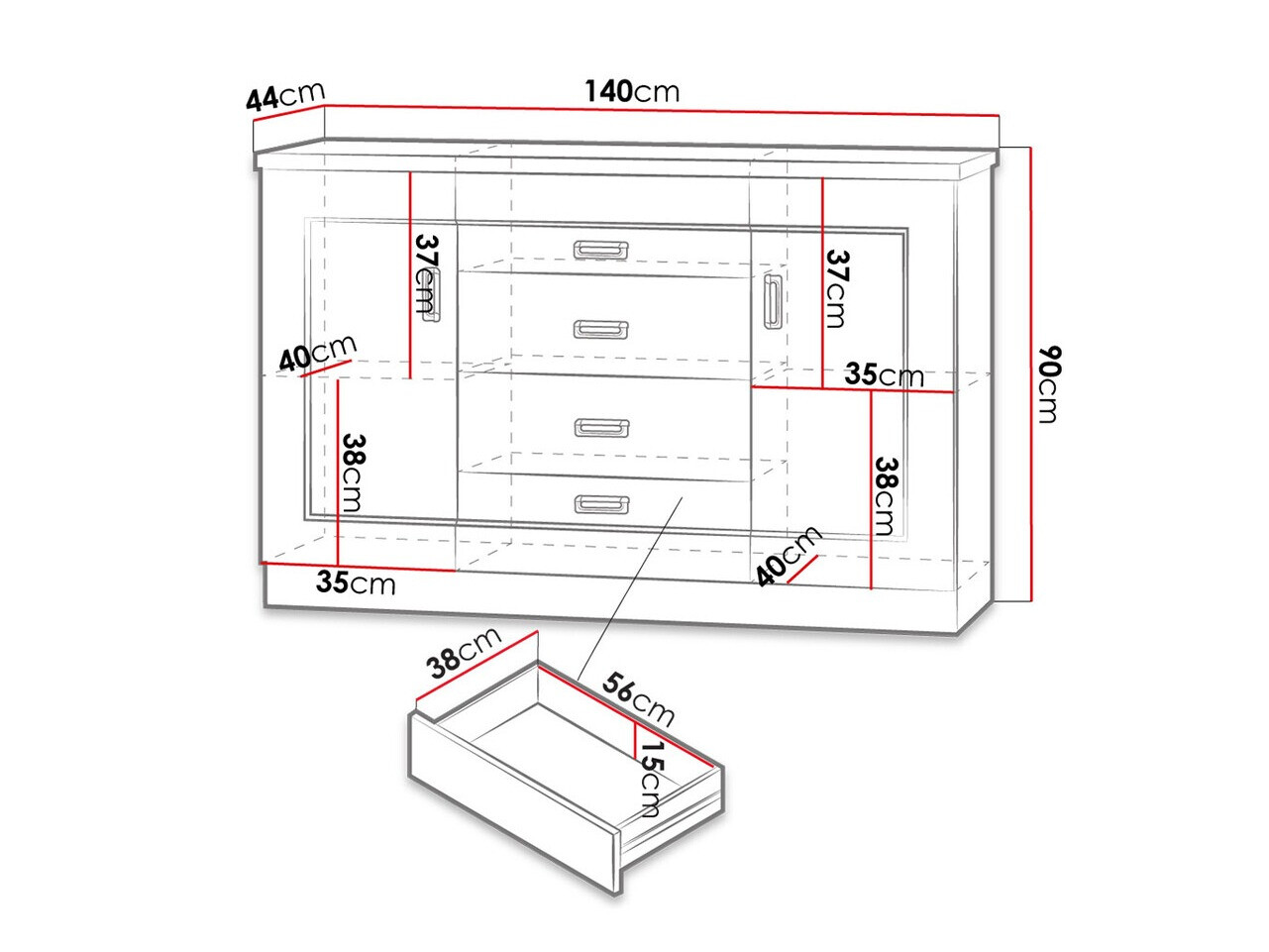Komód Lircava 105 (Lefkas tölgy)