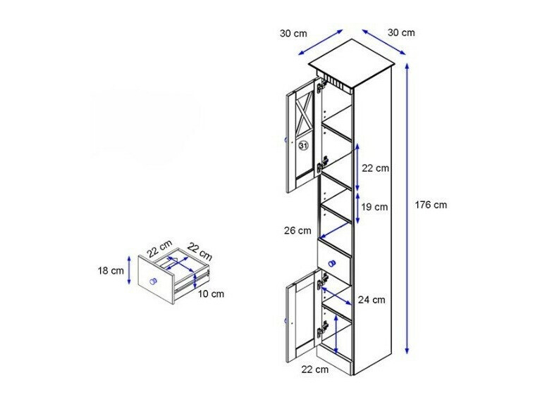 Beépített fürdőszoba szekrény Deletri 104 (Fenyő)