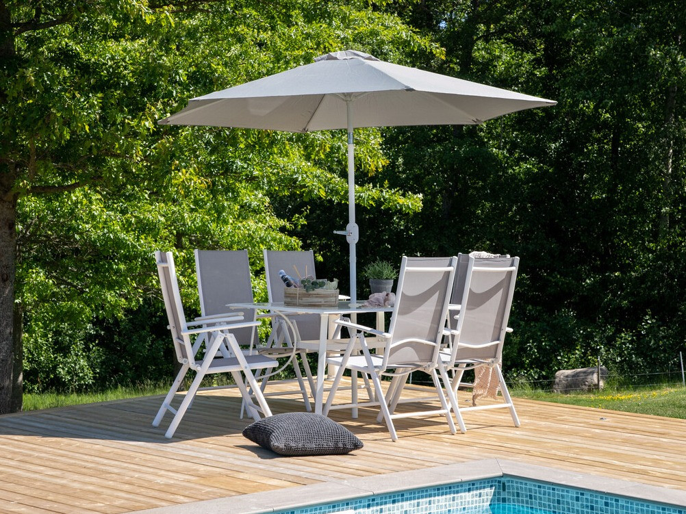 Asztal és szék garnitúra Dallas 3079 (Fehér + Szürke) 2051-408