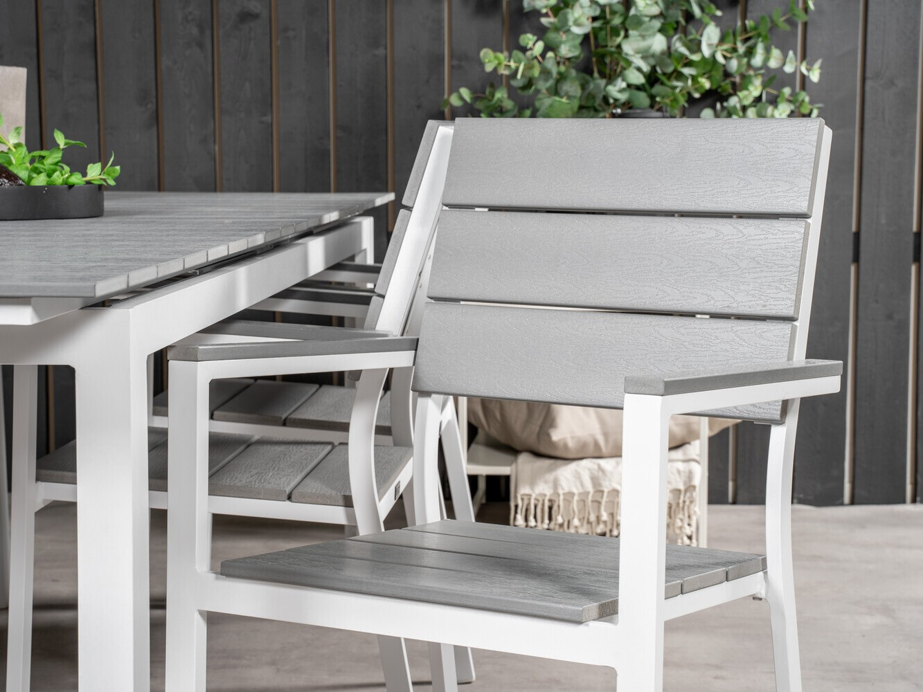 Asztal és szék garnitúra Dallas 3027 (Fehér + Szürke)