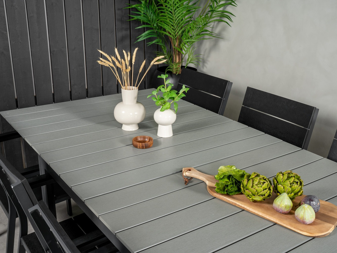 Asztal és szék garnitúra Dallas 3028 (Fekete + Szürke)