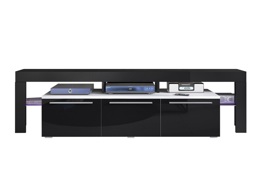 TV-állvány Arbor (Fehér + Fényes fekete)