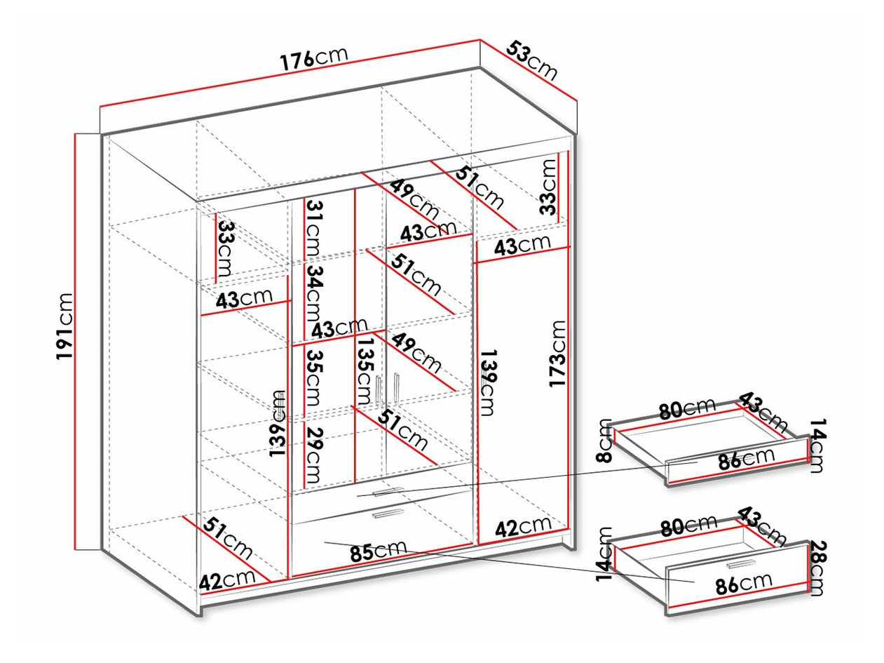 Gardróbszekrény Novduni 107 (Fehér)