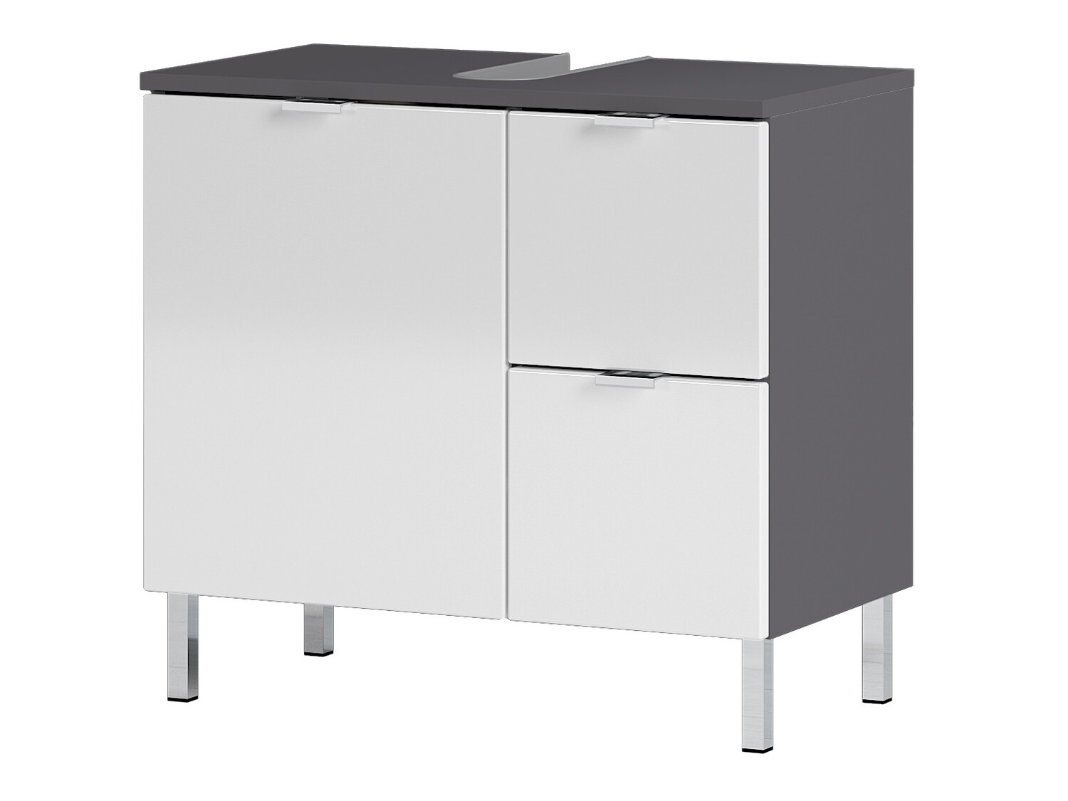 Mosdó alatti álló szekrény Lomcamo 100 (Fényes fehér+ Grafit)