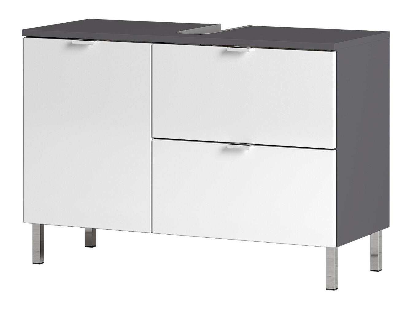 Mosdó alatti álló szekrény Lomcamo 101 (Fényes fehér + Grafit)