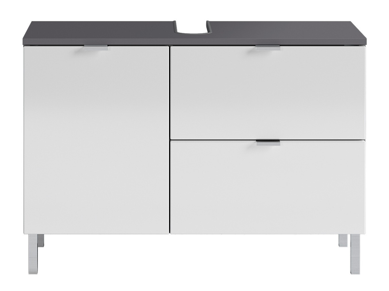 Mosdó alatti szekrény Lomcamo 101 (Fényes fehér + Grafit)