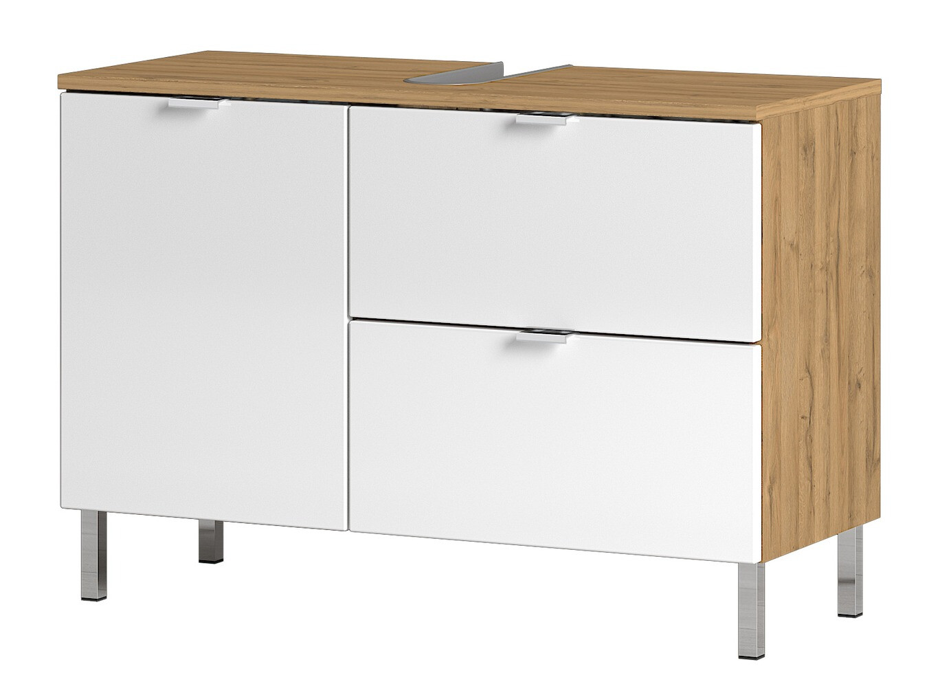 Mosdó alatti szekrény Lomcamo 101 (Fényes fehér + Grandson tölgy)