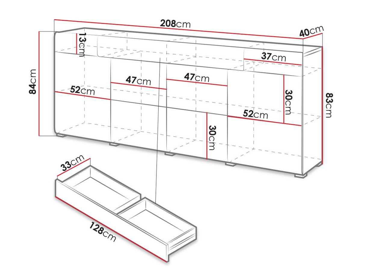 Komód Torsone 102 (Antracit + Gloss antracit + Grandson tölgy)
