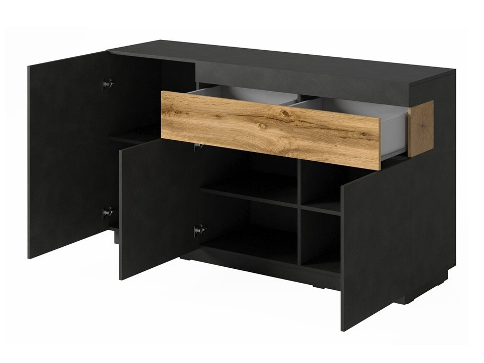 Komód Livlore 105 (Matera szürke + Wotan tölgy)