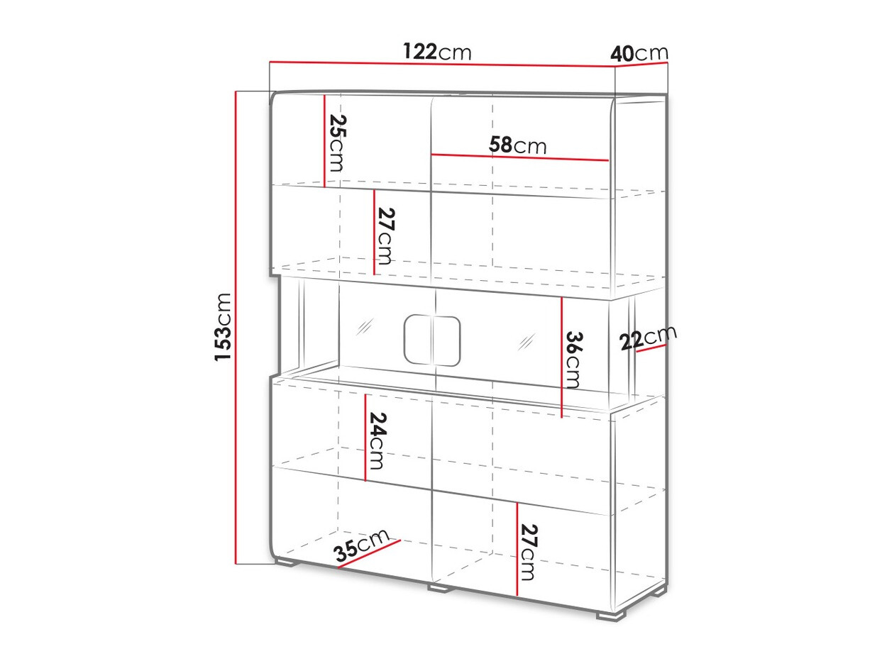 Könyvespolc Torsone 107 (Fehér + Fényes fehér + San remo tölgy)