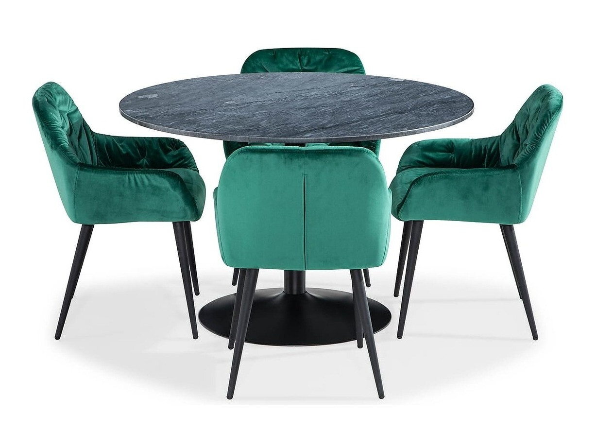 Étkezőgarnitúra Scandinavian Choice 830 (Szürke márvány + Fekete)