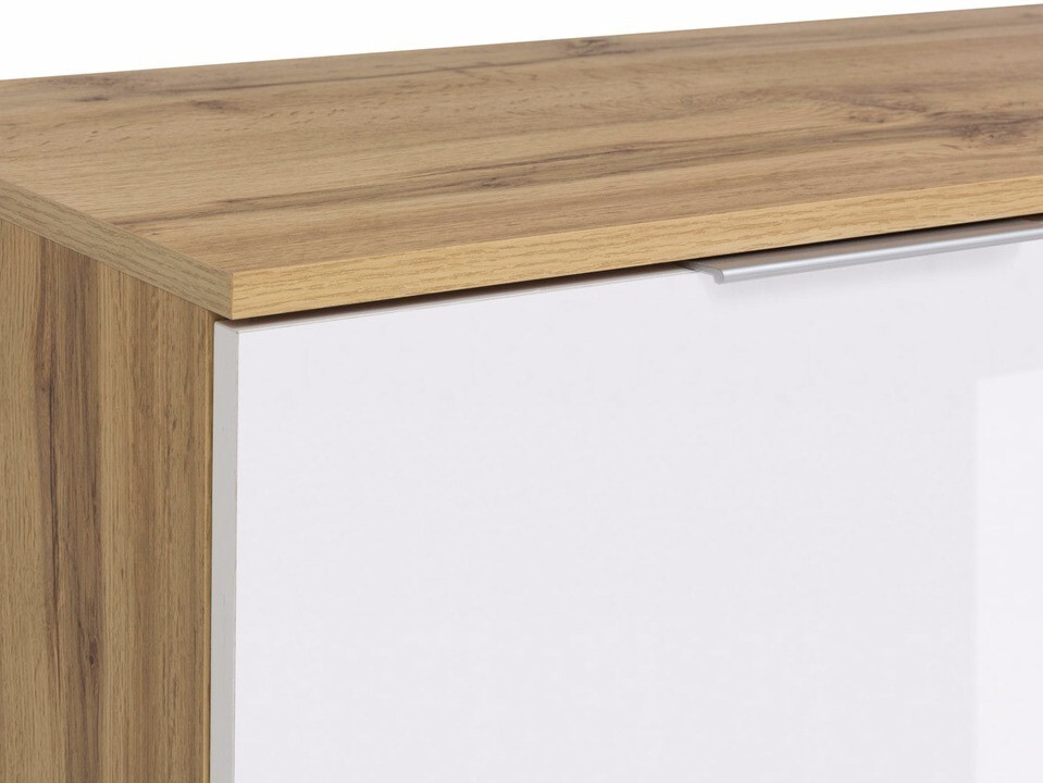 Gardróbszekrény Tivetra 111 (Wotan tölgy + Fényes fehér)