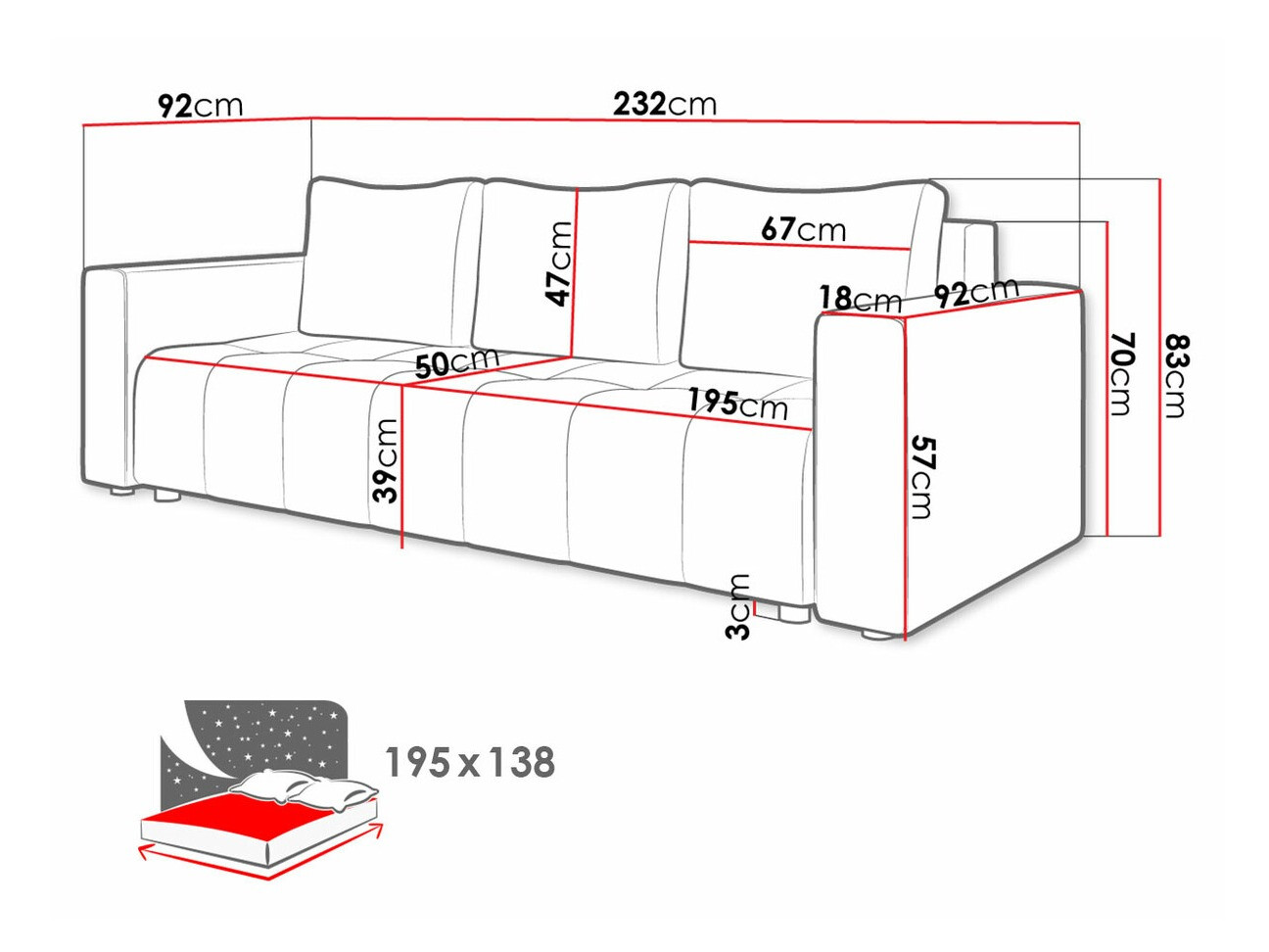 Kanapéágy Leominster 102 (Manila 02)