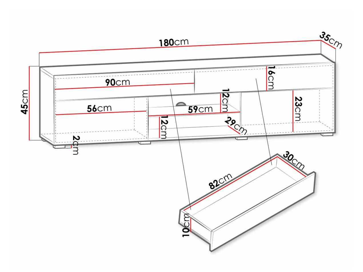 TV-állvány Sarasota 134 (Fehér + Fényes fehér)