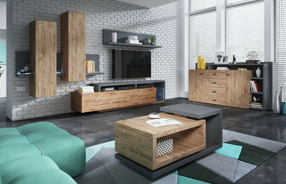 Komód Lutiva 106 (Antracit + Ribbeck tölgy)