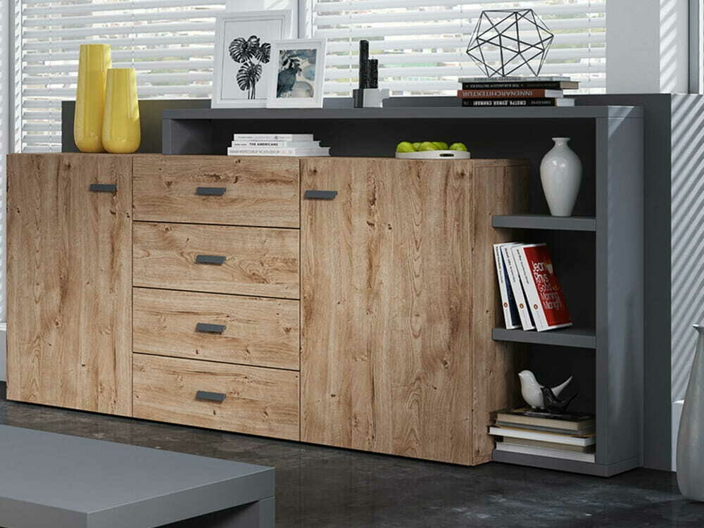 Komód Lutiva 106 (Antracit + Ribbeck tölgy)