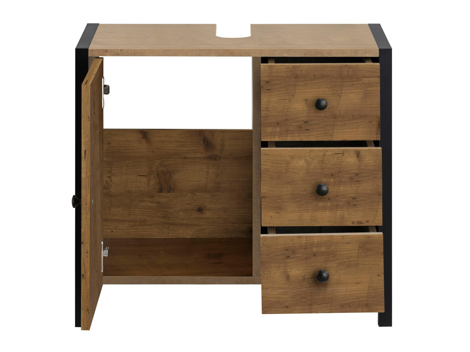 Mosdó alatti álló szekrény Larnovo 105 (Sötét tölgy + Fekete)