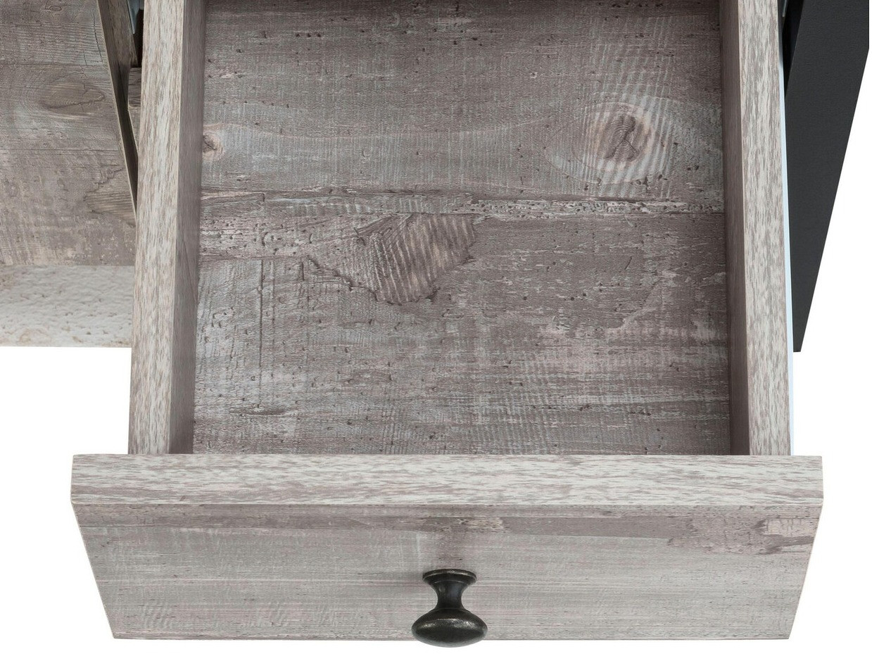 Mosdó alatti szekrény Larnovo 105 (Szürke tölgy + Fekete)