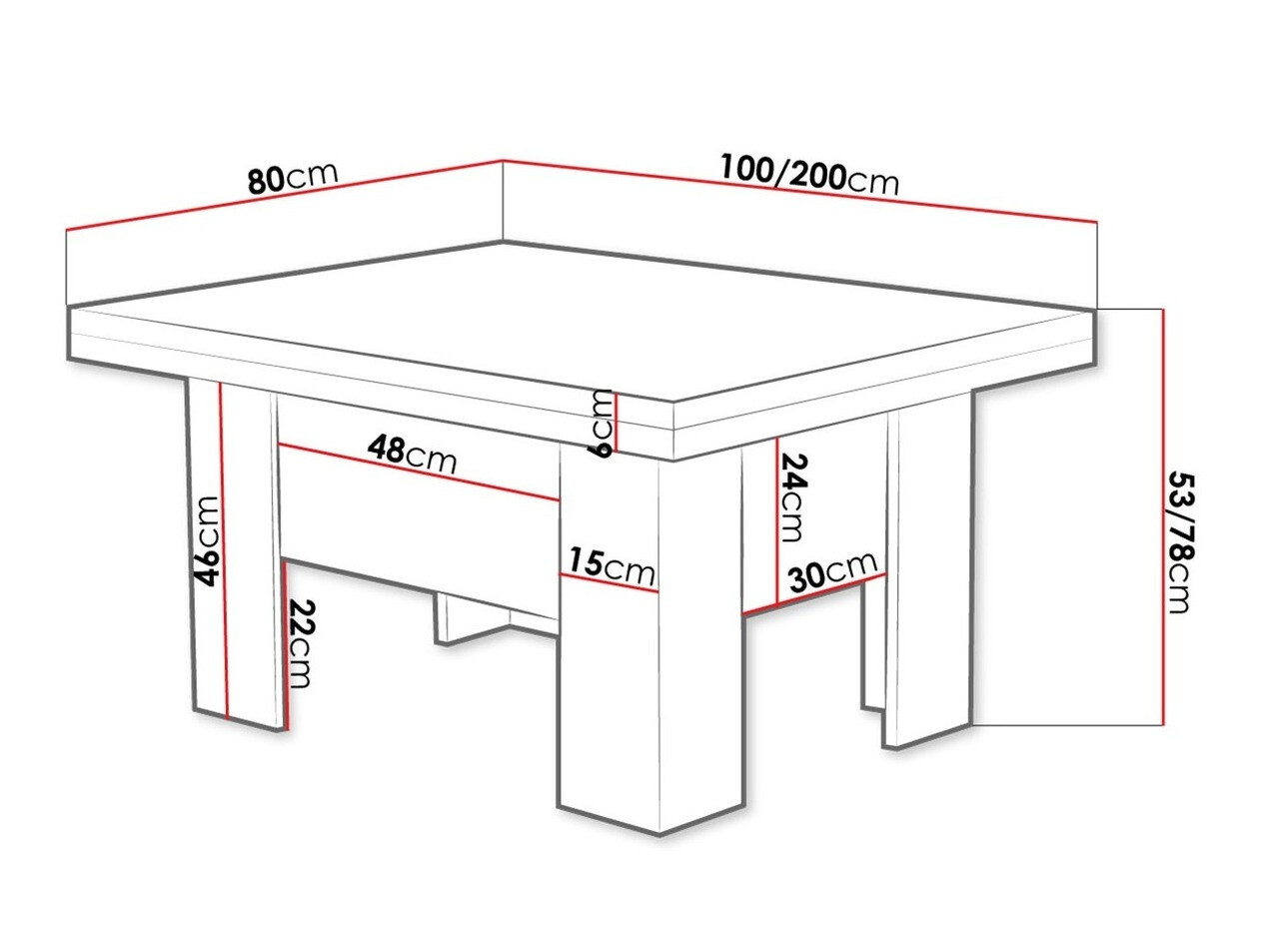 Kihajtható dohányzóasztal Stanton 102 (Fehér)