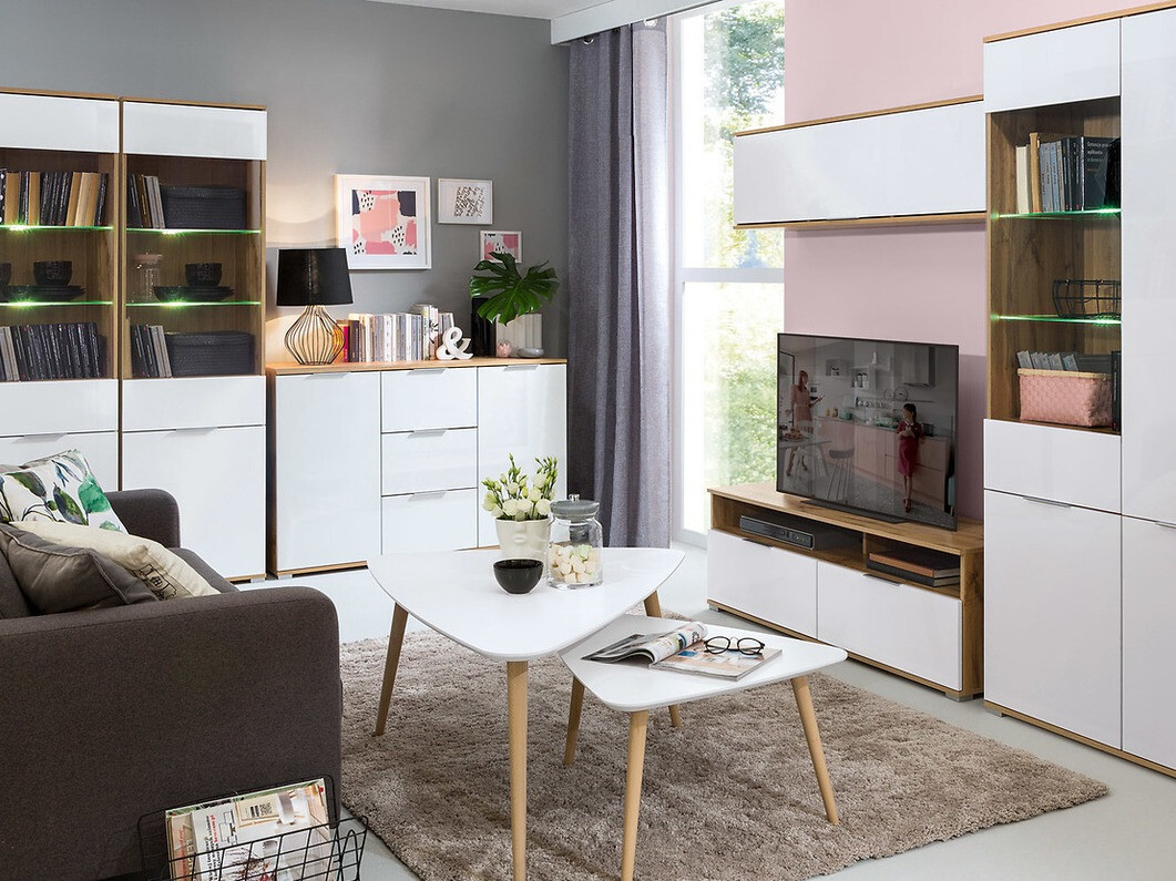 Komód Tivetra 101 (Wotan tölgy + Fényes fehér)