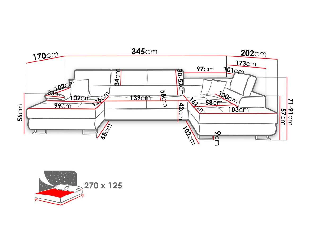 Sarokkanapé Comfivo Ruta IV (Soft 011 + Lux 06 + Soft 011)