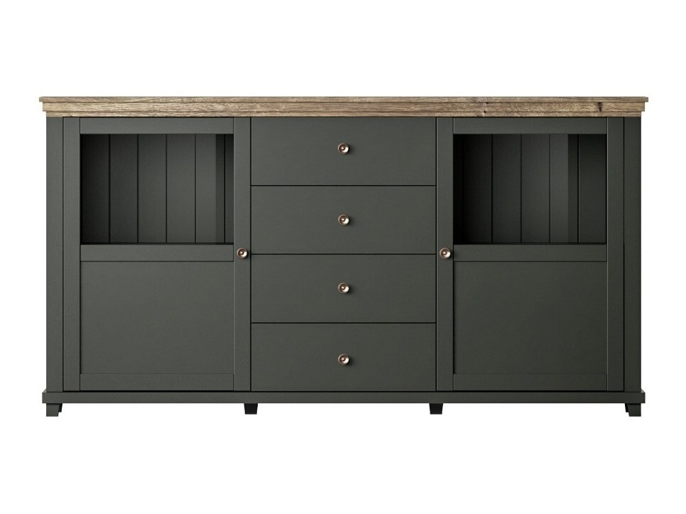 Komód Tolnue 103 (Sötétzöld + Lefkas tölgy)