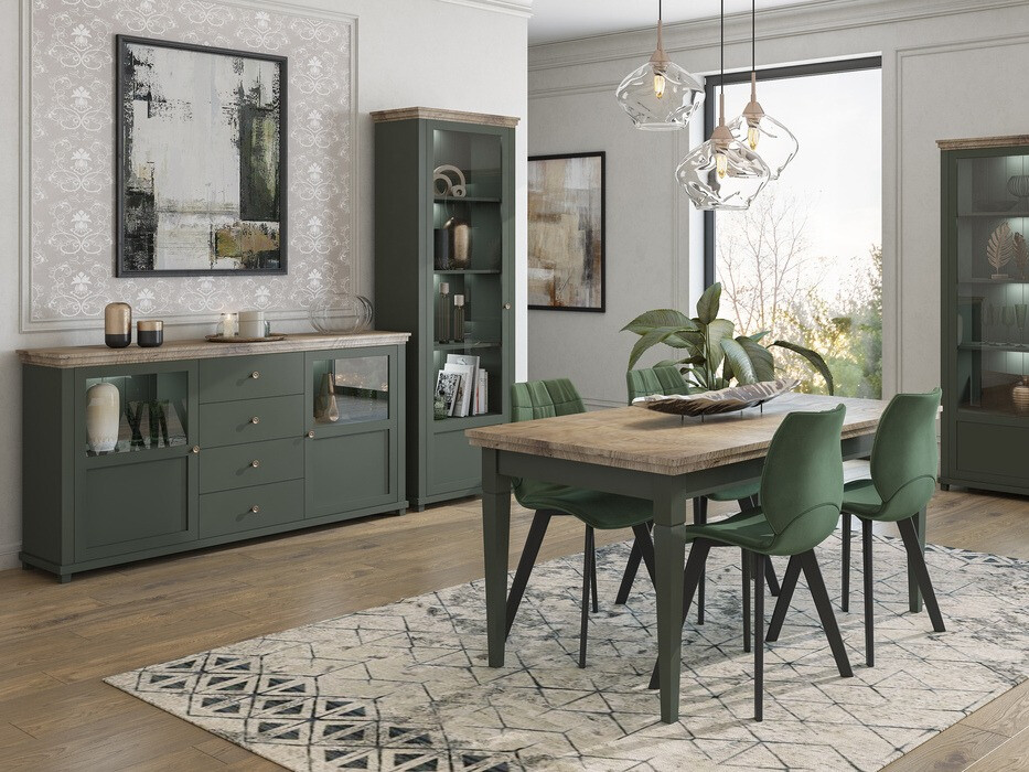 Komód Tolnue 103 (Sötétzöld + Lefkas tölgy)