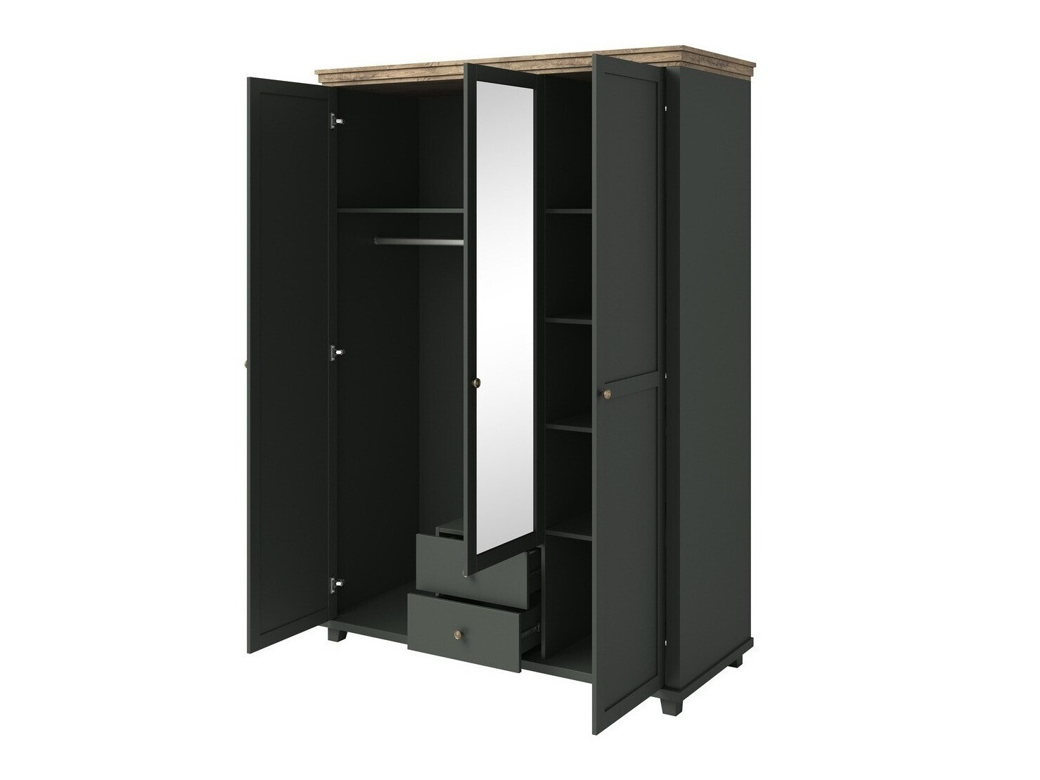 Gardróbszekrény Tolnue 114 (Sötétzöld + Lefkas tölgy)